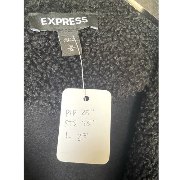 Express Cozy Black Sherpa Flyaway Open Jacket Size Medium - Picture 3 of 9